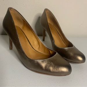 Coach Rosey Leather Metallic Golden Heels